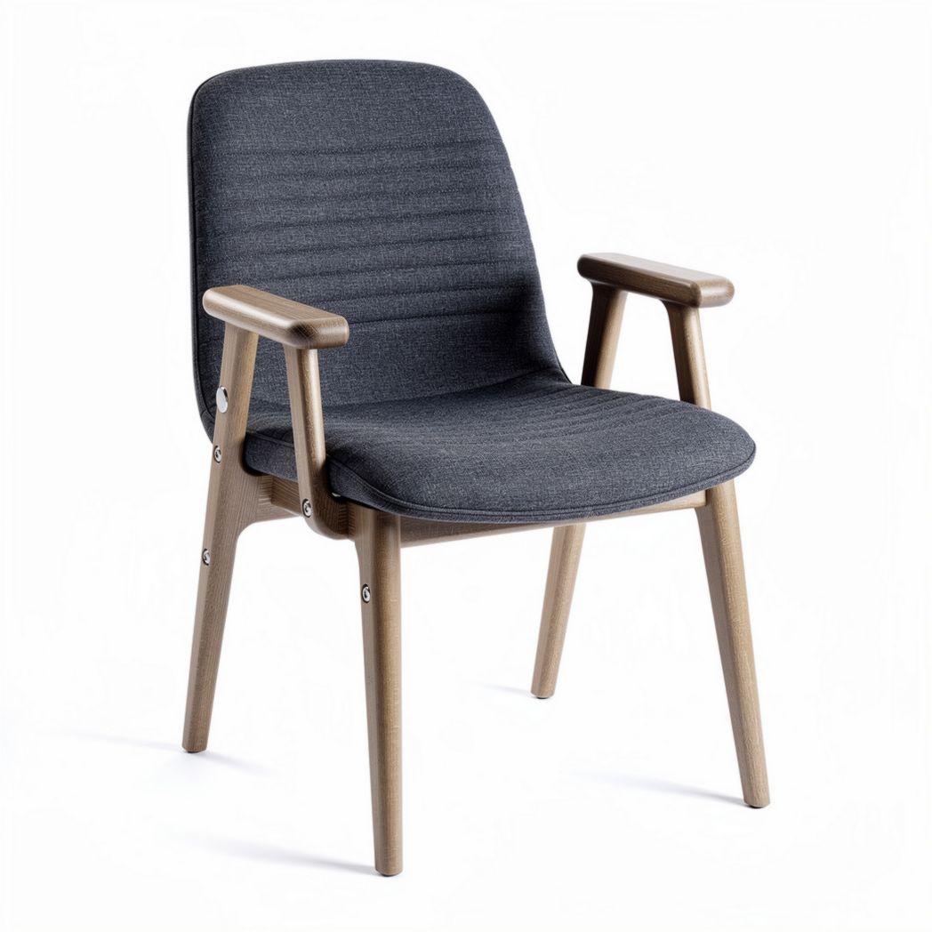 Fabric upholstered armchair with wood frame in gray 45 x 55 x 85cm