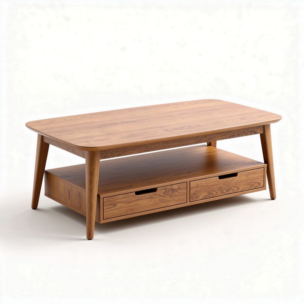 Wooden coffee table with storage drawer 120 x 60 x 40cm natural finish