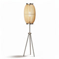 Wooden floor lamp with metal tripod base and beige shade 40 x 40 x 150cm