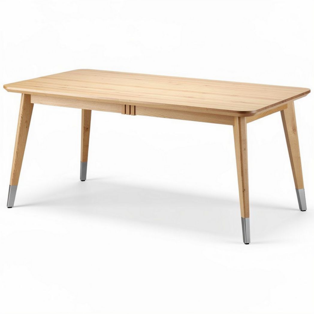 Bamboo dining table with silver legs dimensions 150 x 80 x 75cm