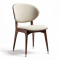 Fabric dining chair with wooden legs in beige and walnut finish 45 x 50 x 85cm