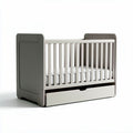 Convertible baby crib with drawer storage in light gray 120 x 60 x 90cm