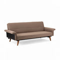 Fabric sofa with wooden legs in beige color for living room use 200 x 85 x 75cm