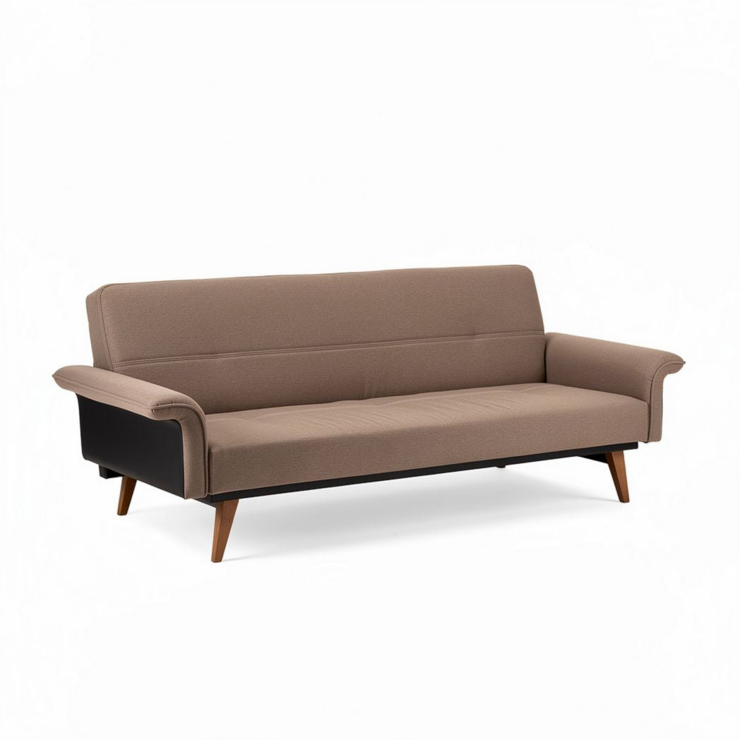 Fabric sofa with wooden legs in beige color for living room use 200 x 85 x 75cm