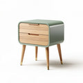 Wooden and green nightstand with two drawers and tapered legs 40 x 40 x 50cm