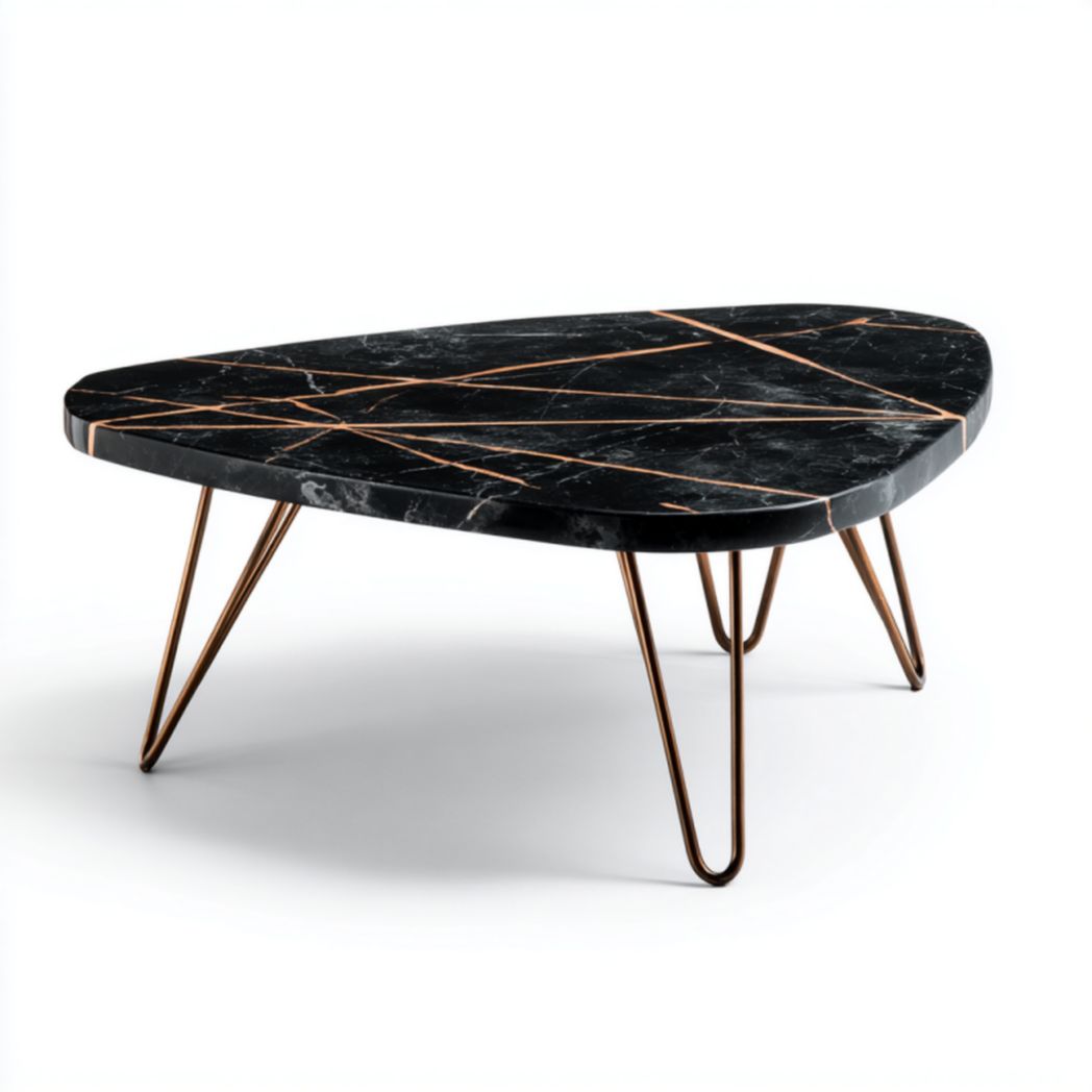 Concrete coffee table with black metal legs 100 x 70 x 30cm