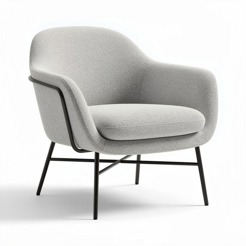 Fabric upholstered accent chair with metal legs in light gray 78 x 81 x 77cm