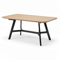 Wooden dining table in natural finish with black metal legs 180 x 90 x 75cm