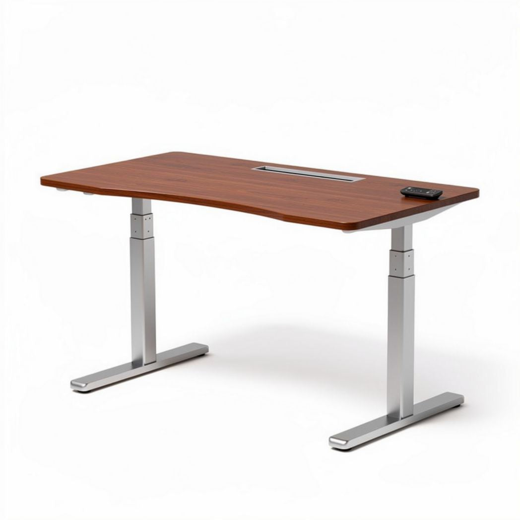 Electric standing desk with adjustable height walnut finish 120 x 60 x 75cm