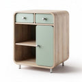 Wooden bedside table with two drawers and single door in green 40 x 40 x 50cm