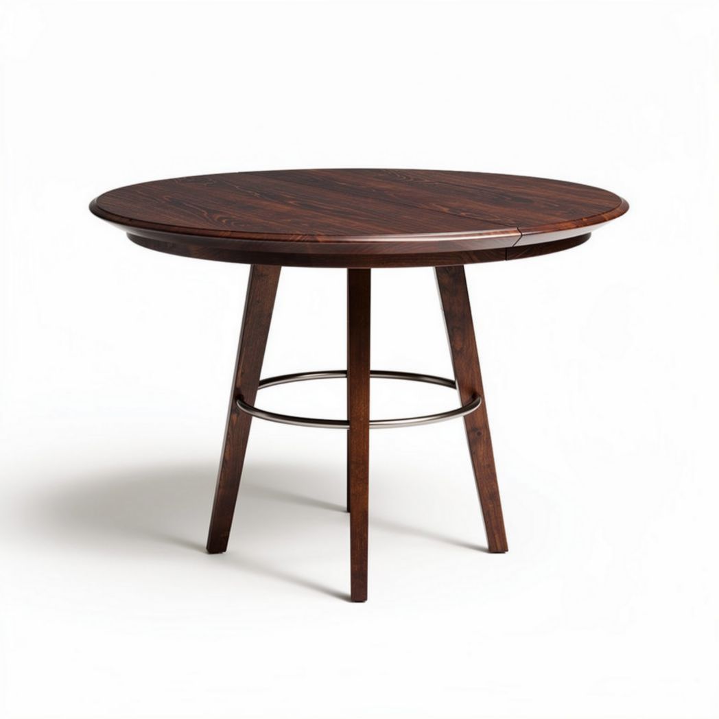 Round wooden dining table with metal support 90 x 90 x 75cm brown